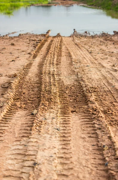 Radspuren zum Wasser. — Stockfoto