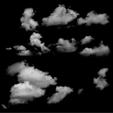 Siyah arkaplan üzerindeki bulutlar.