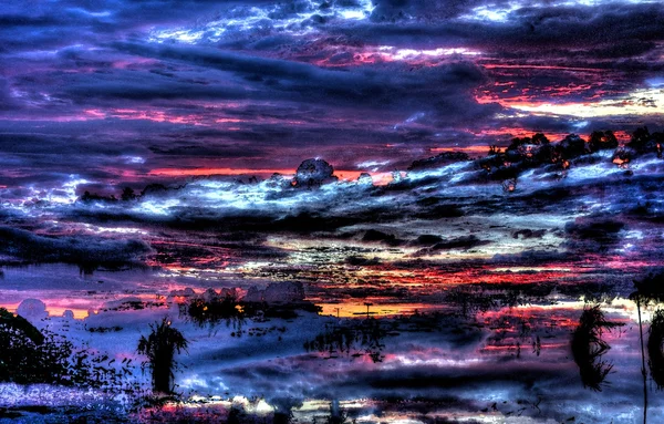 Increíbles nubes y cielo, pintura de acuarela . — Foto de Stock