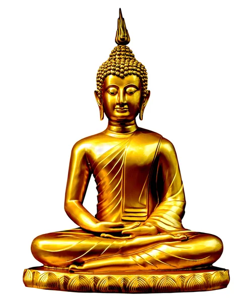 Guld buddha staty på vit. — Stockfoto