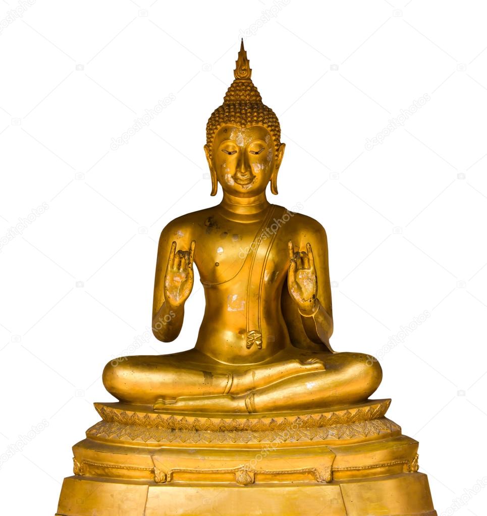 Gold Buddha on white  background 