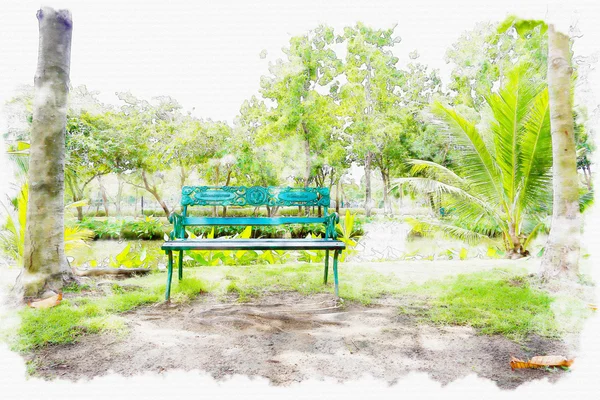 Watercolor painting in park. — Stock Photo, Image