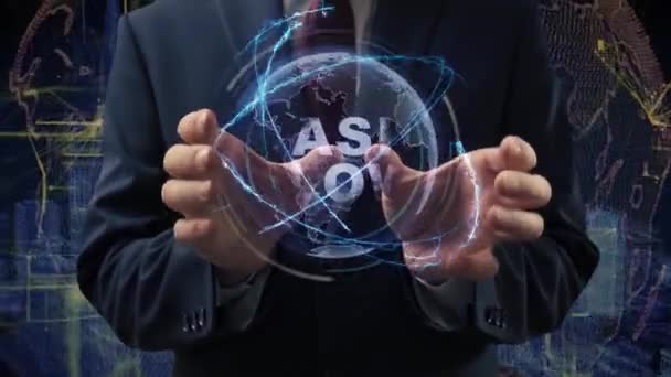 Mannelijke handen activeren hologram cash flow — Stockvideo