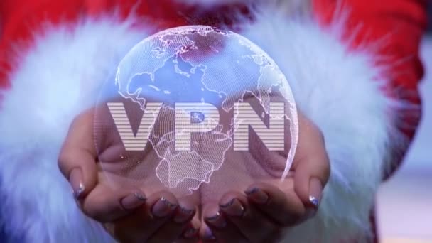 Mani in mano il pianeta con il testo VPN — Video Stock