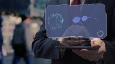 İş adamı hologram güneş gözlüğü kullanıyor