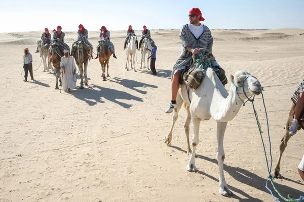 Tourists tour on camels — Stock Photo, Image