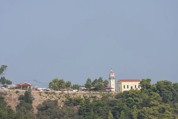 Vista de la Iglesia Panagia Chrysopigi en la isla de Zakynthos —  Fotos de Stock