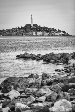 Rovinj şehir görünümünü bw