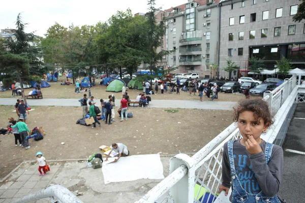 Imigrantes sírios em tendas — Fotografia de Stock