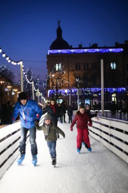 People at skating rink in Zagreb