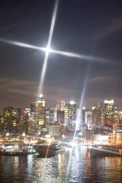 Verlichte Midtown Manhattan Waterfront — Stockfoto