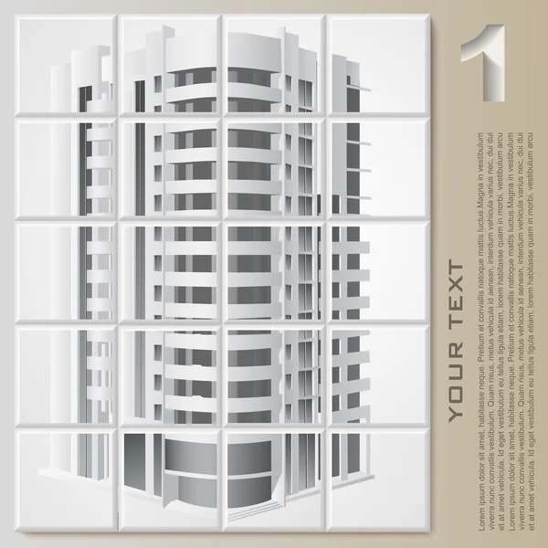 Arkitektoniska bakgrund med en 3d bygga modell. — Stock vektor