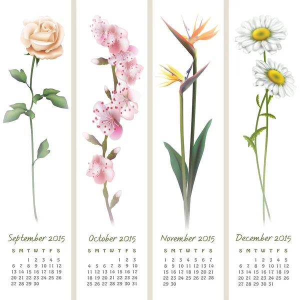 Calendario colorato per settembre-dicembre 2015 Illustrazioni Stock Royalty Free