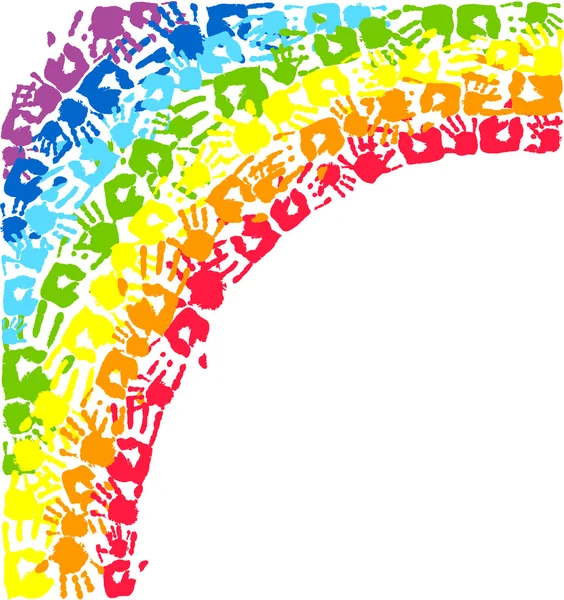 Part of rainbow made from hands. — Stock Vector