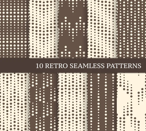 Dez diferentes padrões geométricos sem costura com pontos — Vetor de Stock