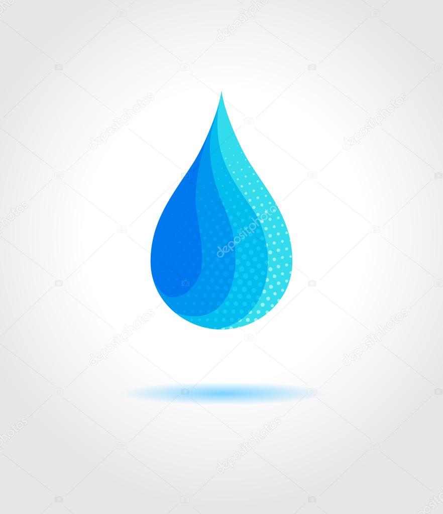 Abstract blue water drop on gray background. Vector creative concept