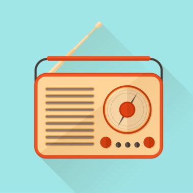 Turkuaz arka planda turuncu vintage radyo. 