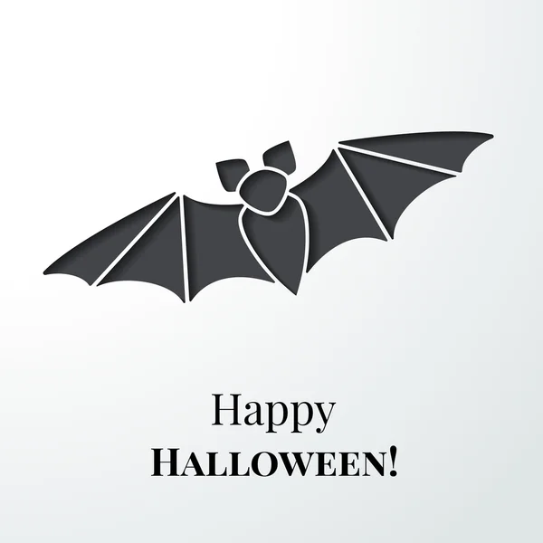 Zwarte knipsel vleermuis. Halloween-kaart of achtergrond — Stockvector