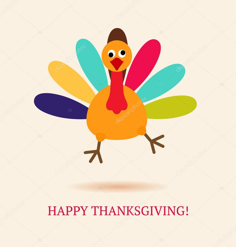 Funny colorful cartoon of turkey bird for Happy Thanksgiving day