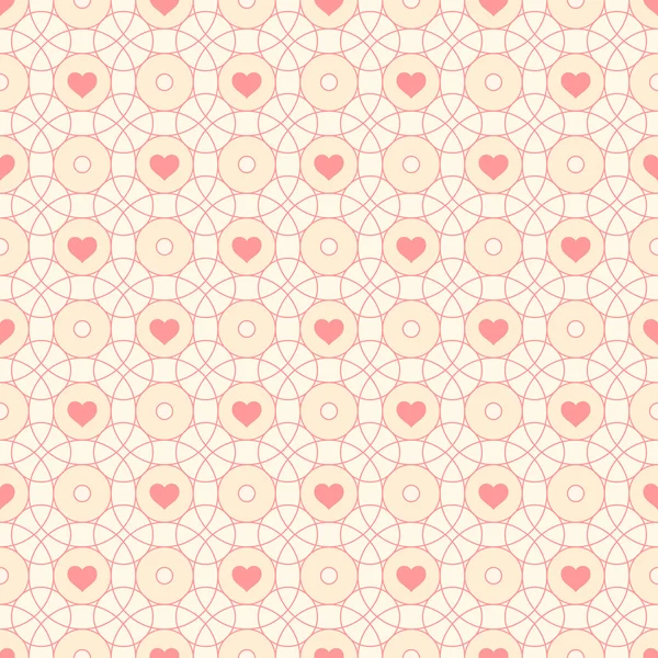 Seamless pattern with hearts and circles. — Stock Vector