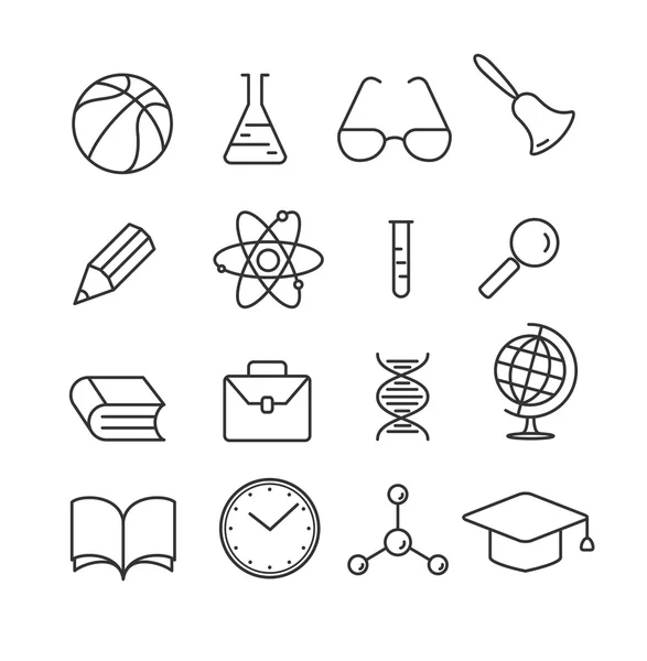 Education linear flat icons set. — Stock Vector