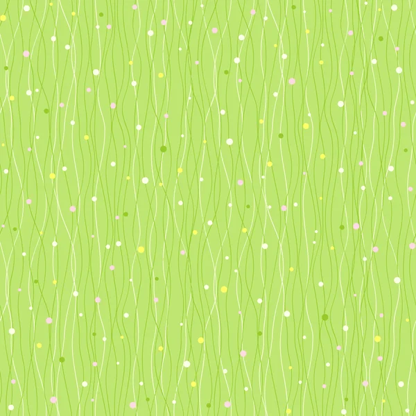 Wellenlinien und Punkte. grünes nahtloses Muster. — Stockvektor