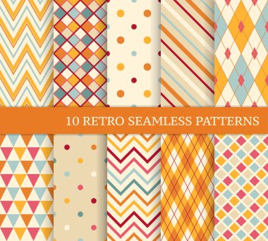 10 retro farklı yumuşak Dikişsiz desen. 