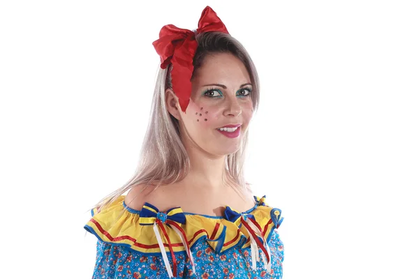 Femme brésilienne portant des vêtements typiques pour la Festa Junina — Photo