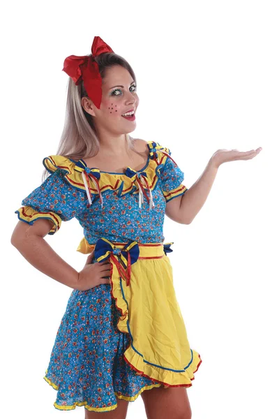 Brazilian woman wearing typical clothes for the Festa Junina Stock Image