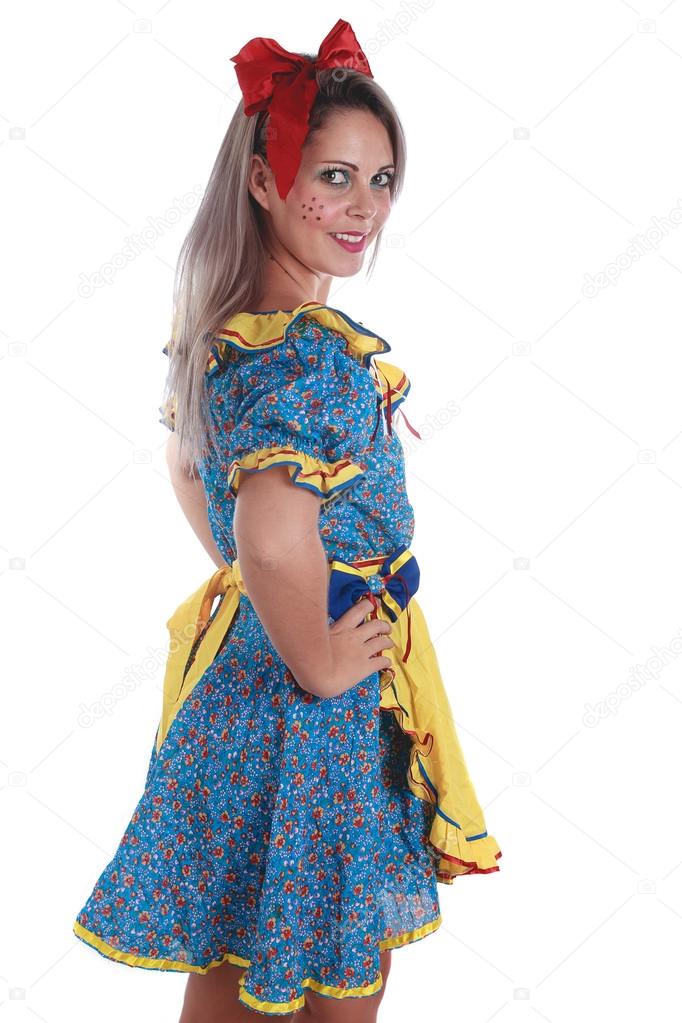 Mujer brasileña vestida con ropa típica para Festa Junina: fotografía stock © kleberpicui #109208098 Depositphotos