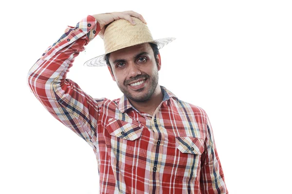 Retrato do brasileiro vestindo roupas típicas para a Festa — Fotografia de Stock