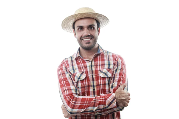 Retrato do brasileiro vestindo roupas típicas para a Festa — Fotografia de Stock