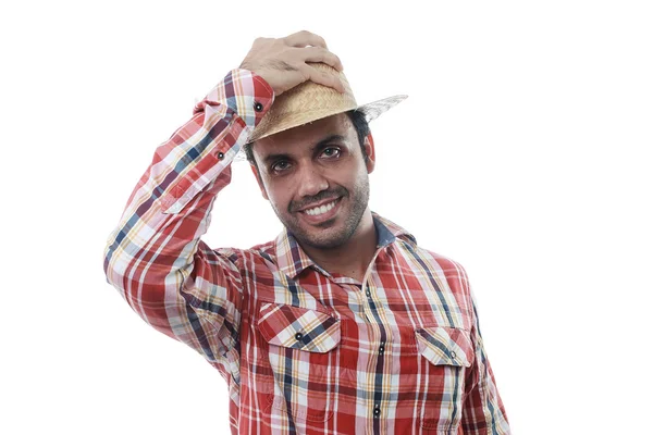 Retrato de un brasileño vestido con ropa típica para la fiesta —  Fotos de Stock