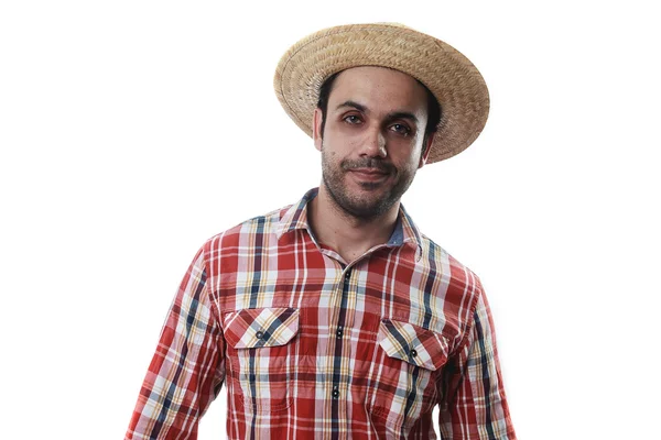 Tipikus ruhában a Festa brazil férfi portréja — Stock Fotó