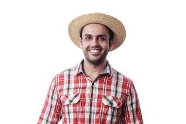 Portrait of brazilian man wearing typical clothes for the Festa  clipart