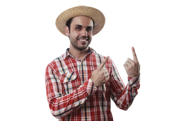 Ritratto di uomo brasiliano che indossa abiti tipici per la Festa — Foto Stock