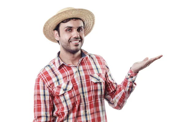 Retrato de un brasileño vestido con ropa típica para la fiesta — Foto de Stock