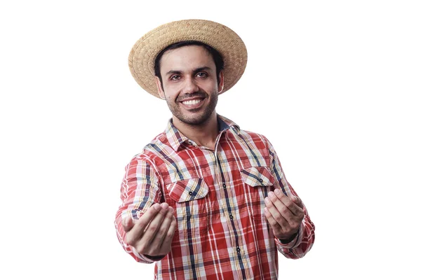 Portret van Braziliaanse man dragen van typische kleding voor de Festa — Stockfoto