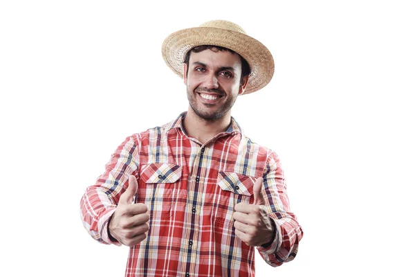 Portret van Braziliaanse man dragen van typische kleding voor de Festa — Stockfoto