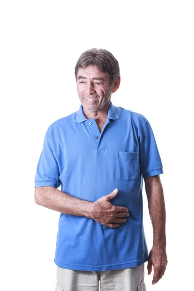 Senior mannen lider av magont — Stockfoto