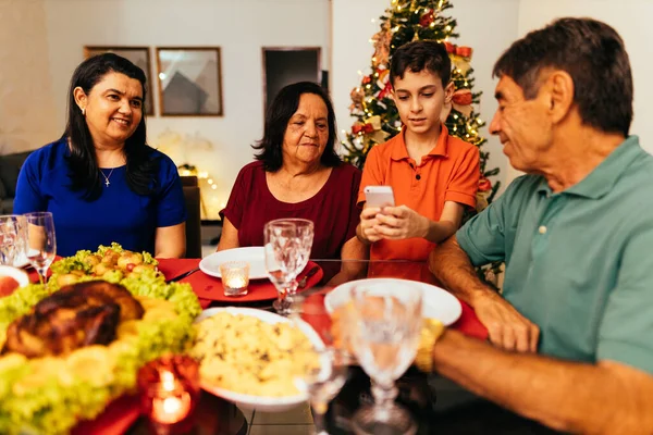 Natal Brasil Keluarga Merayakan Natal Rumah — Stok Foto