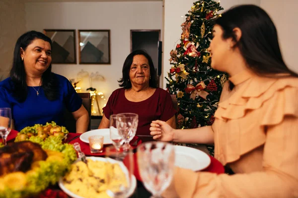 Natal Brasileiro Família Celebrando Natal Casa — Fotografia de Stock