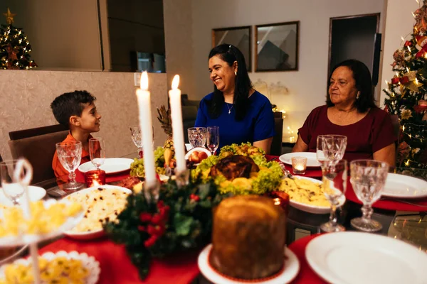 Brazilian Christmas Family Celebrating Christmas Home Stock Photo