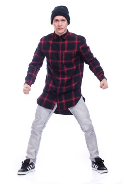 Bazı hareketleri (üzerinde beyaz izole gösterilen hip hop dans)