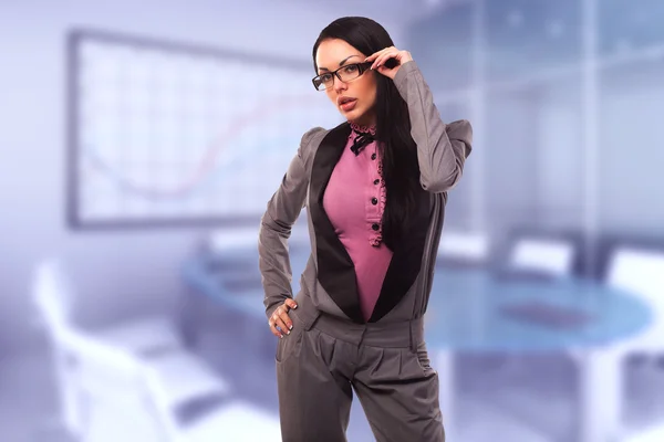 Modern business woman in the office with copy space — Stock Photo, Image