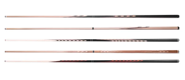 Billiard cue sticks on white background — Stock Photo, Image