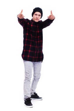 hip hop dans üzerine beyaz izole bazı hareketleri gösteren