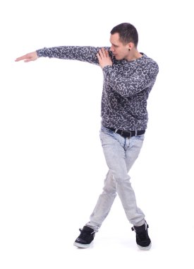 Beyaz arka plan üzerinde izole hip hop dans