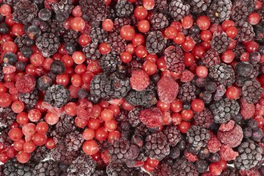 Background of many frozen berry fruits