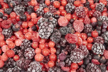 Background of many frozen berry fruits